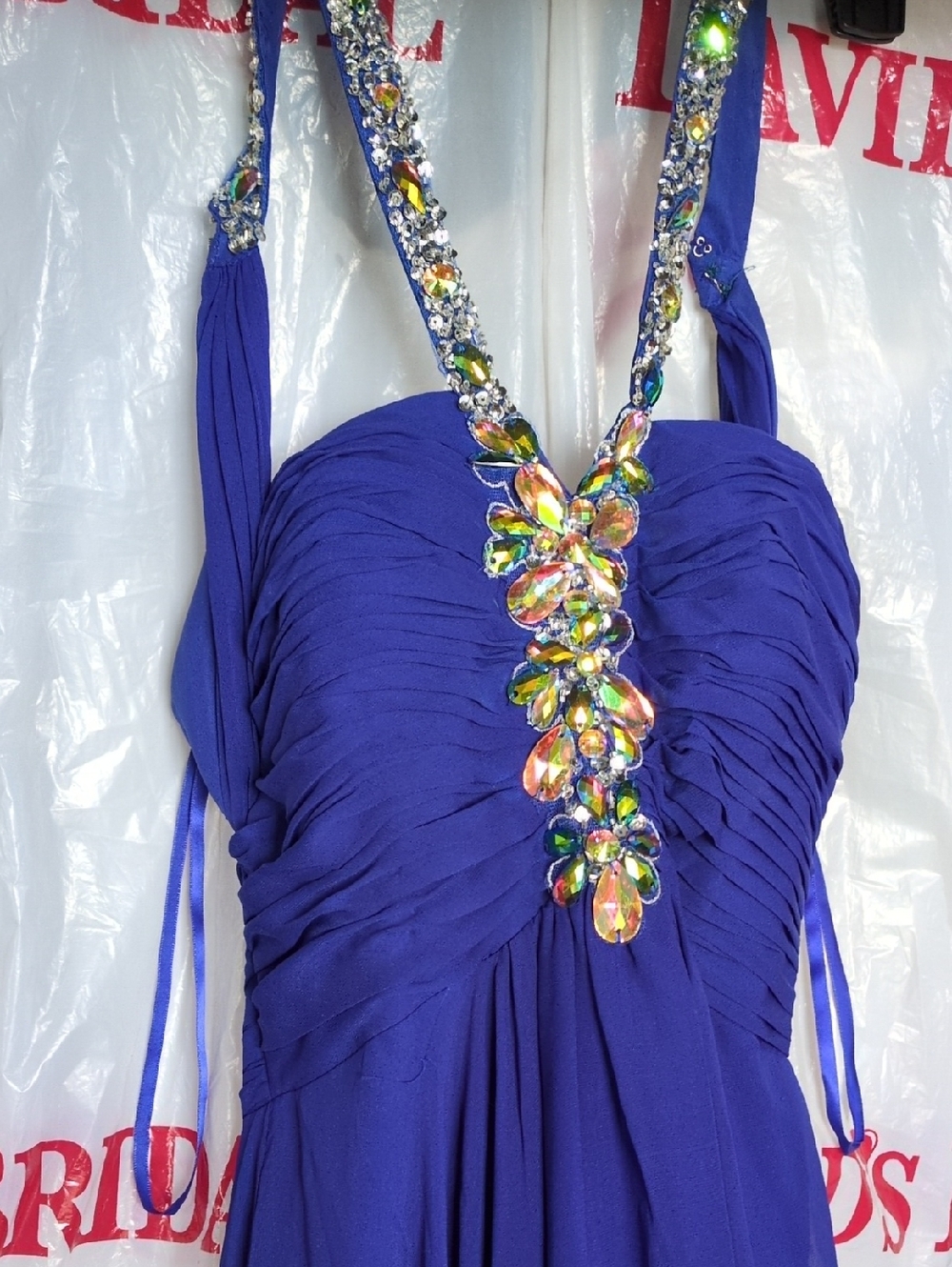 Vintage May Queen Royal Blue Satin Garment with Gold Logo Accent